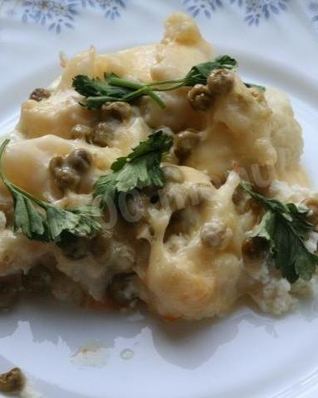 Цветная капуста запеченная в духовке с твердым сыром и яйцом