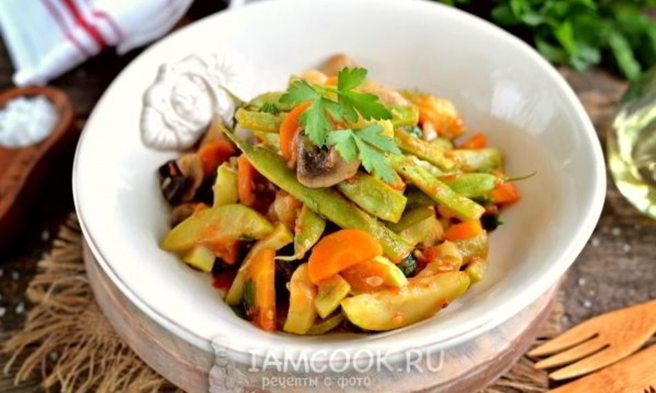 Рецепт тушеных кабачков с фасолью