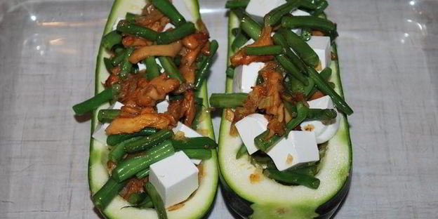 запеченные цукини с лисичками и фетой