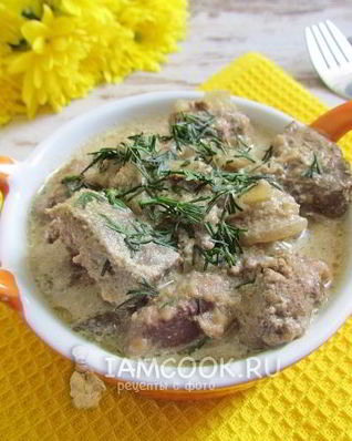 Говяжья печень тушеная в мультиварке