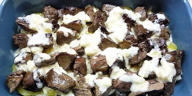 гратен с печенью индейки