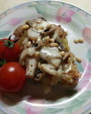 Куриная печень под шапкой