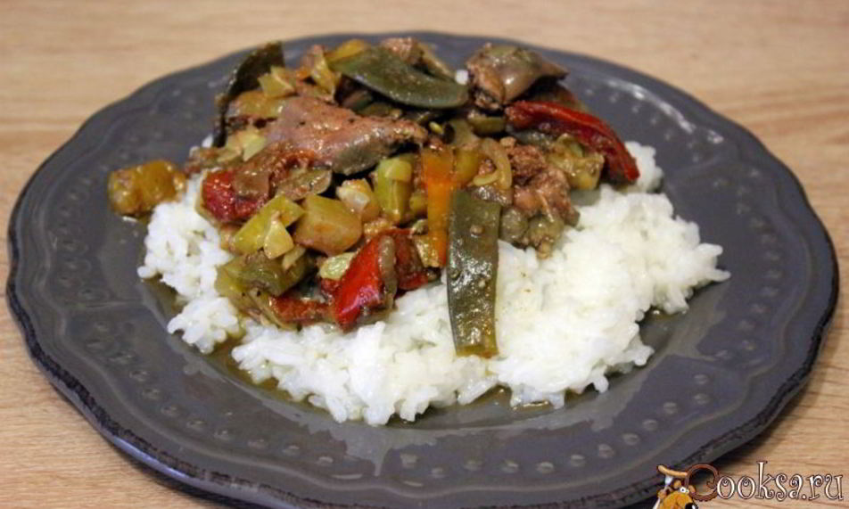 Рецепт куриной печени с осеннимей овощами