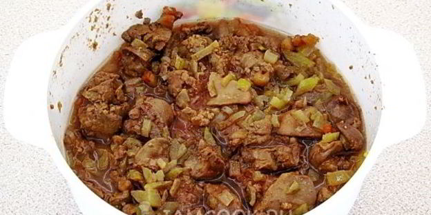 печень куриная в яблочном соусе в микроволновке