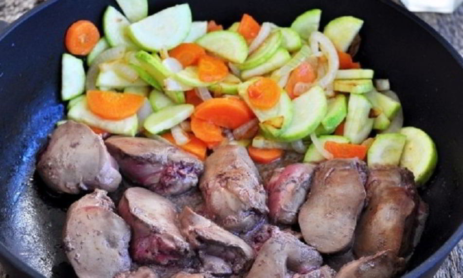 Рецепт печени с кабачками