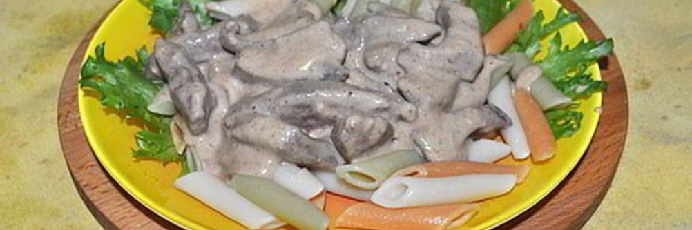 Печень в сливочном соусе бешамель