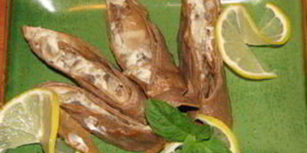 печеночные рулеты, фаршированные шампионами