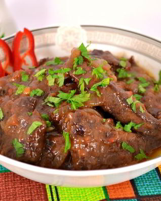 Свиная печень в томатно-соевом соусе