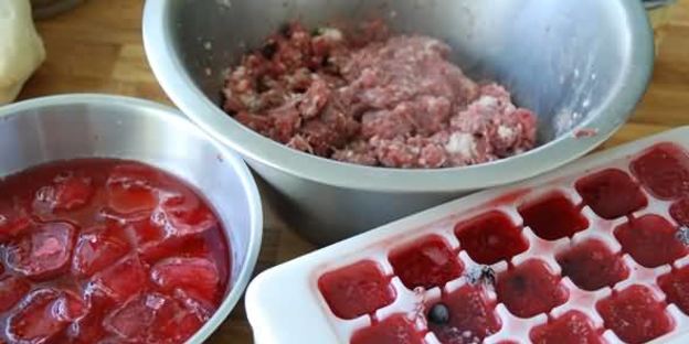 пельмени с фаршем и соком ягод