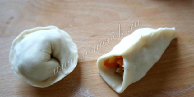 рыбные пельмени с овощами