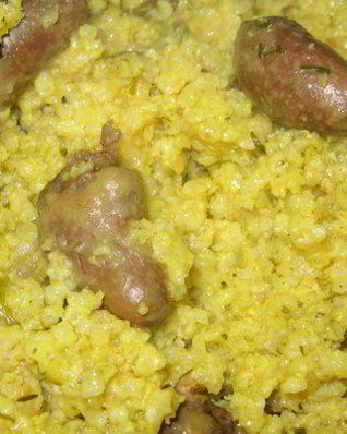 Плов из пшена с куриными сердечками