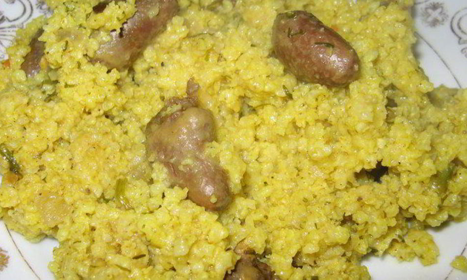 Рецепт плова из пшена с куриными сердечками