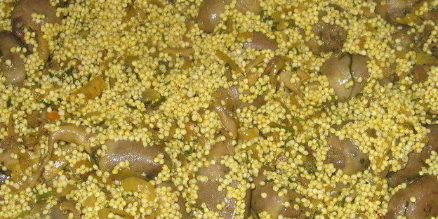 плов из пшена с куриными сердечками