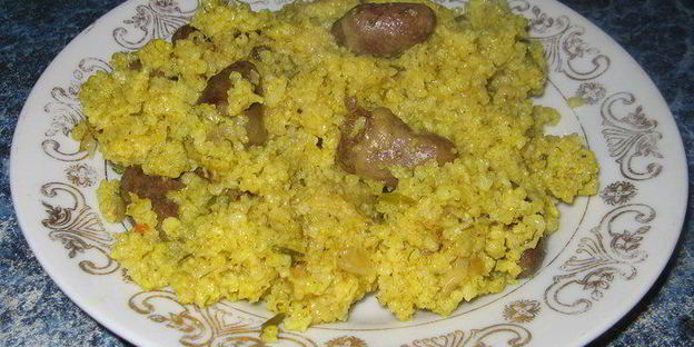 плов из пшена с куриными сердечками