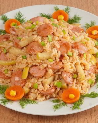 Плов с сосисками