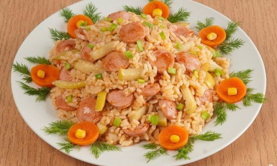 Рецепт плова с сосисками