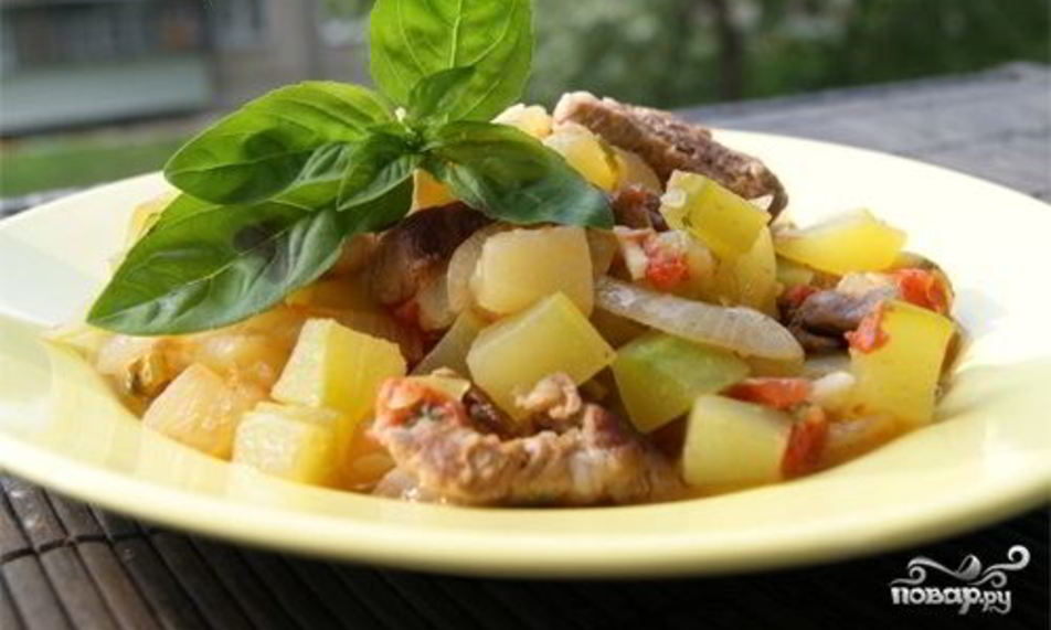 Рецепт мясного рагу с кабачками