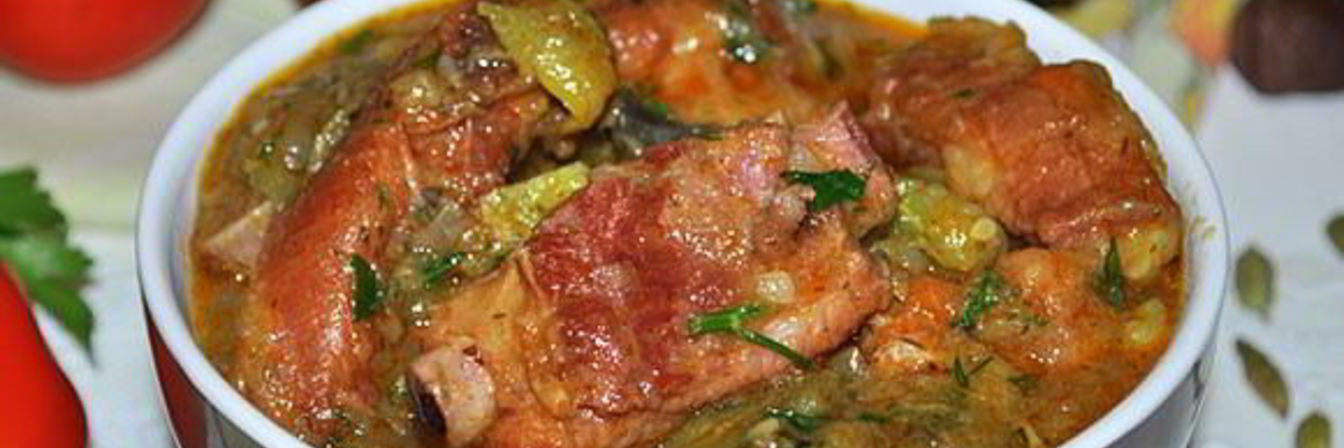 Овощное рагу с копчеными ребрышками