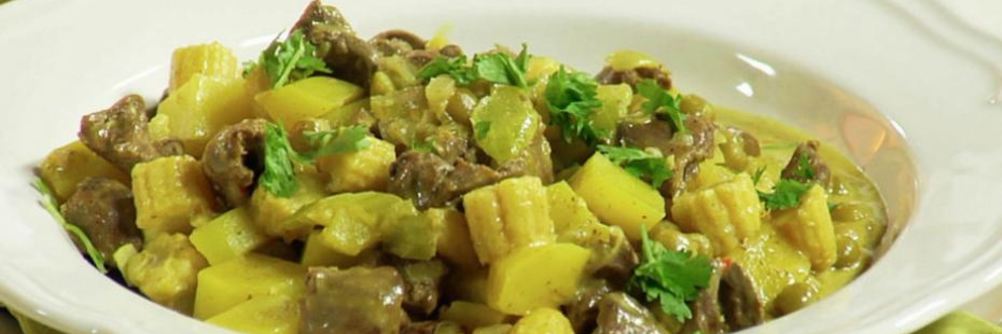 Рагу из куриных сердечек