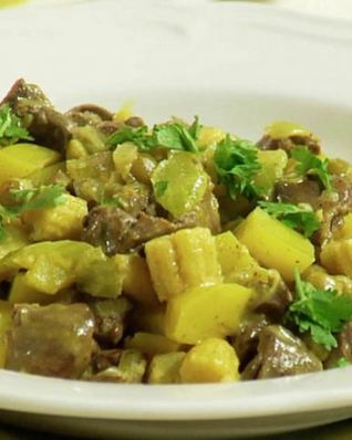 Рагу из куриных сердечек