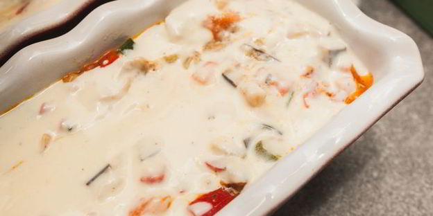 яркий рататуй с семгой