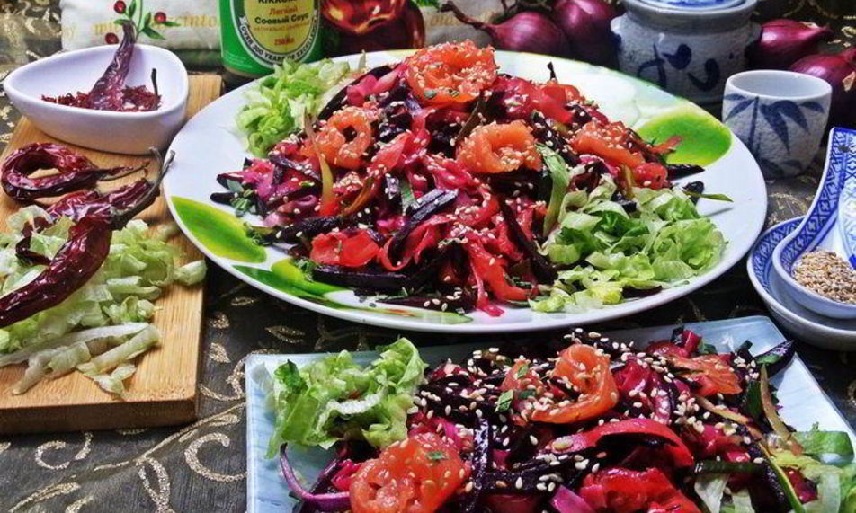 Рецепт рисовой лапши с рыбой и овощами