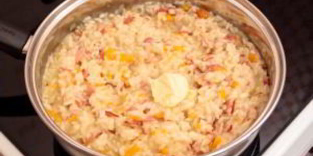 ризотто с беконом и болгарским перцем