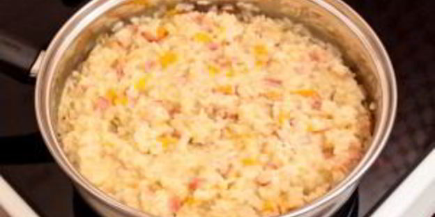 ризотто с беконом и болгарским перцем