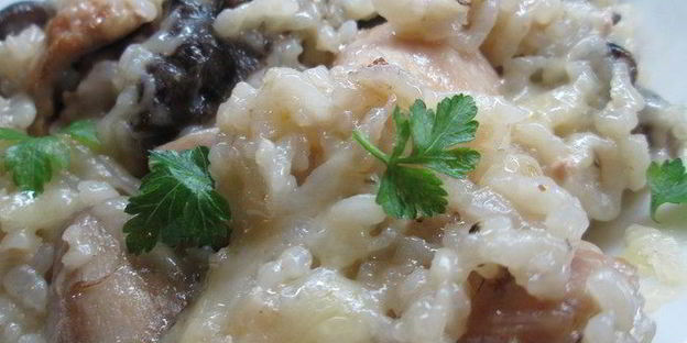 ризотто с грибами и курицей
