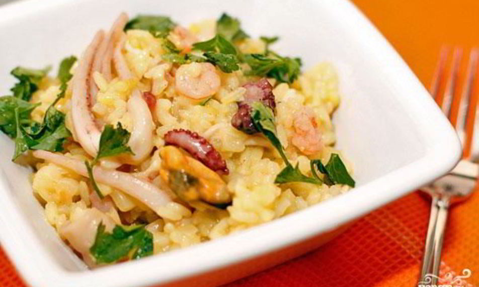 Рецепт ризотто с коктейлем из морепродуктов