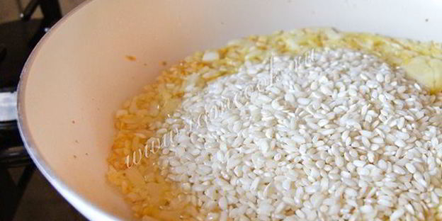 ризотто с креветками и семгой