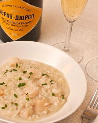 Ризотто с морскими гребешками и шампанским