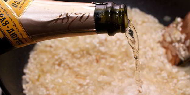 ризотто с морскими гребешками и шампанским