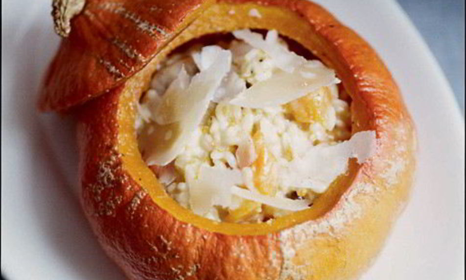 Рецепт ризотто с печеной тыквой, каштанами и маскарпоне