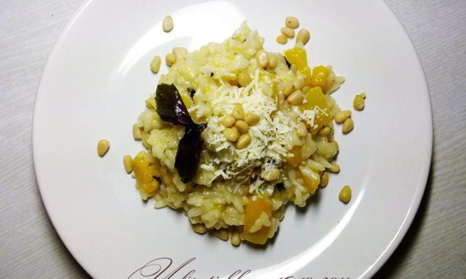Рецепт ризотто с тыквой, брынзой и кедровыми орешками