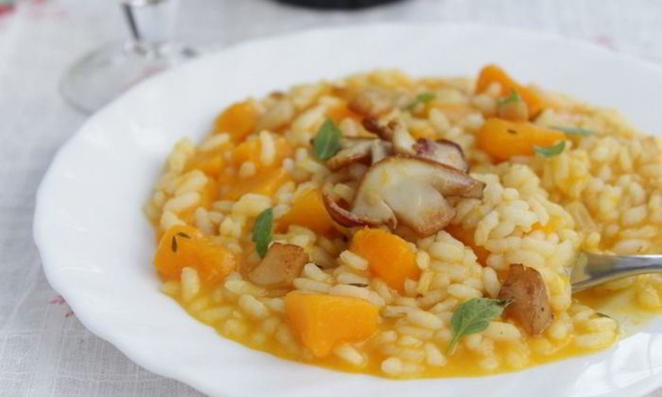 Рецепт ризотто с тыквой и белыми грибами