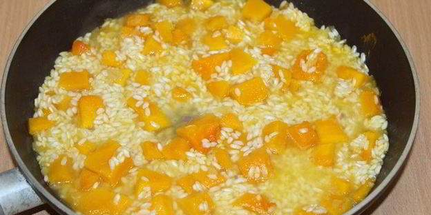 ризотто с тыквой и белыми грибами