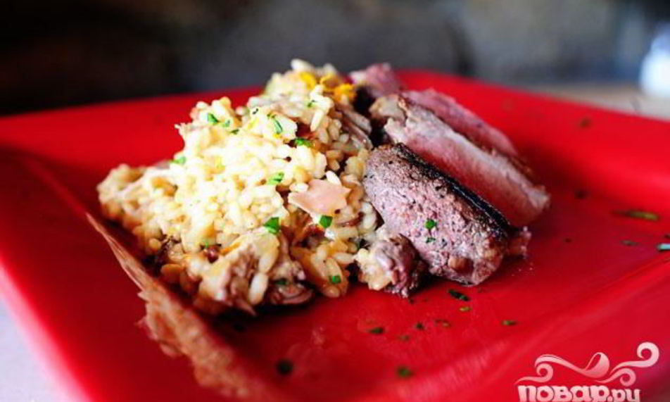 Рецепт ризотто с уткой и ветчиной