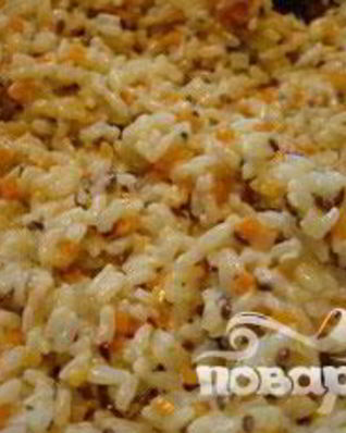 Сливочное ризотто с кубиками овощей и семенами льна