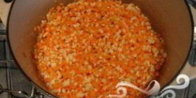 сливочное ризотто с кубиками овощей и семенами льна