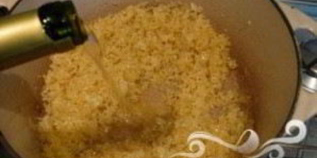 сливочное ризотто с кубиками овощей и семенами льна