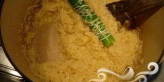 сливочное ризотто с кубиками овощей и семенами льна