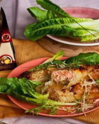 Лосось в хрустящем тесте с сыром и шпинатом