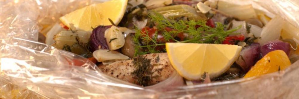 Щука с овощами в рукаве