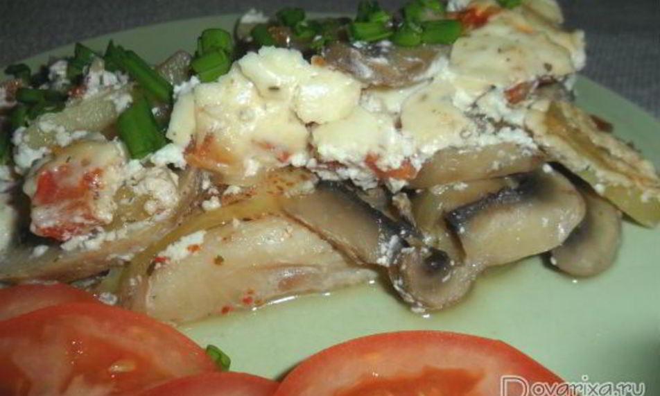 Рецепт судака с картофелем и грибами