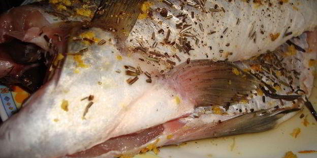 судак с лимоном и розмарином