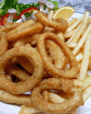 Жареные кольца кальмаров