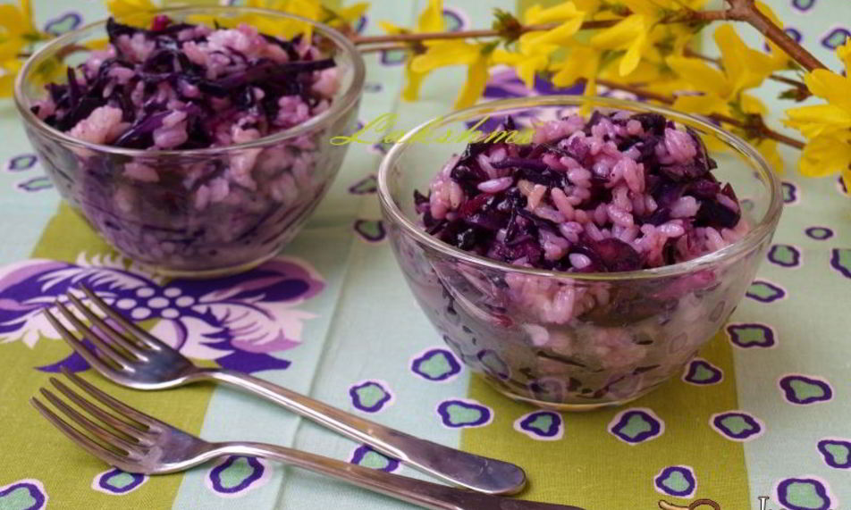 Рецепт салата-гарнира из краснокочанной капусты и риса