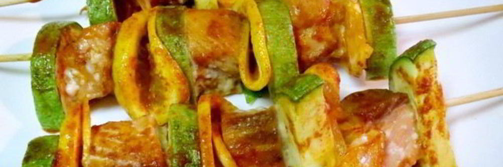 Рыбные шашлычки с овощами