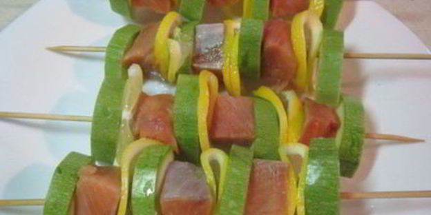 рыбные шашлычки с овощами